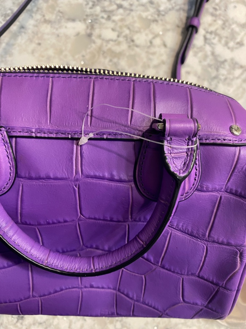 Coach Mini Bennet Croc Embossed Satchel And Dust Bag - Picture 10 of 11